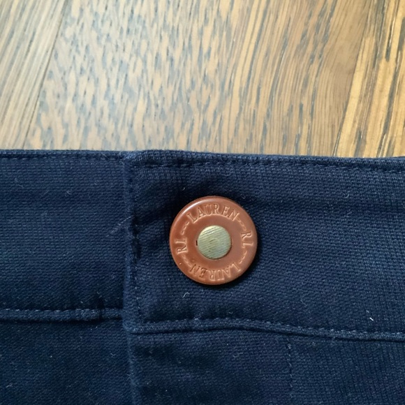 RALPH LAUREN Pencil Skirt Size 8 28” Navy Blue Gold Zipper Pockets Slit in Back - Picture 4 of 12